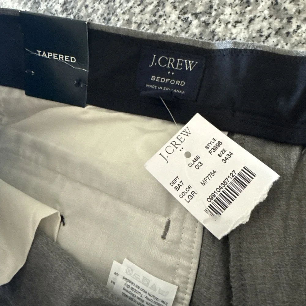 J. Crew Tapered Fit Bedford Chino‎ Pants Men Size 34x34 Gray Cotton Flat Front